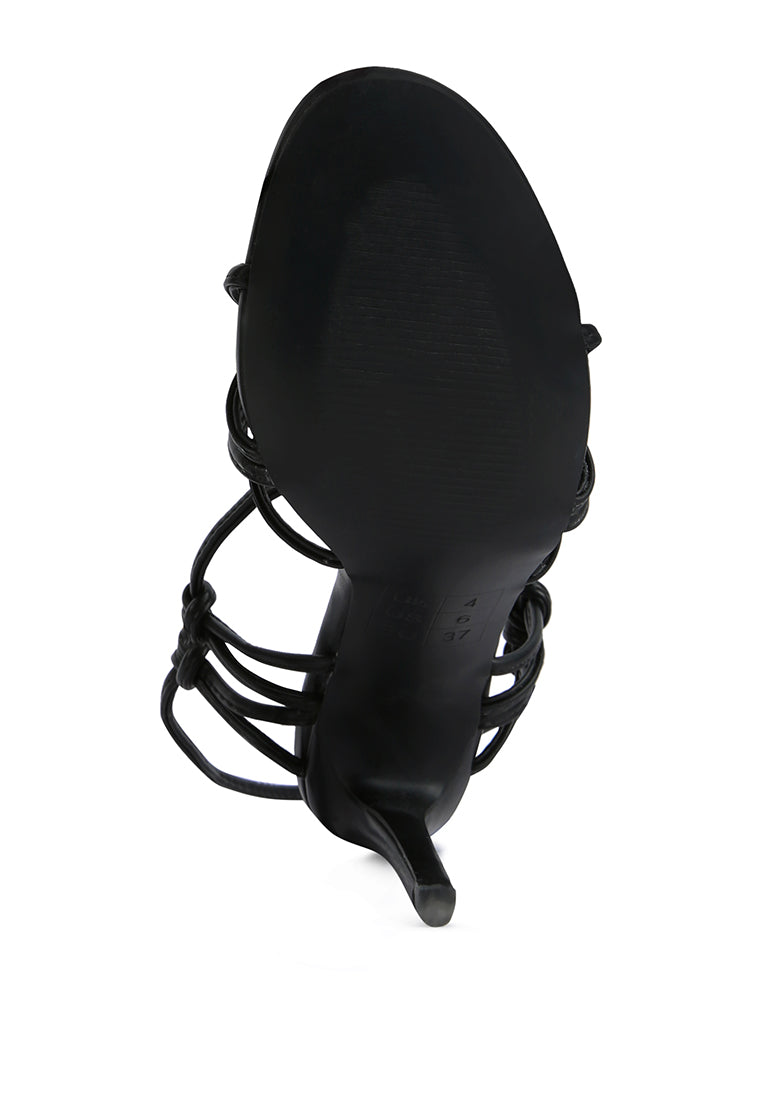 trixy knot lace up high heeled sandal#color_black