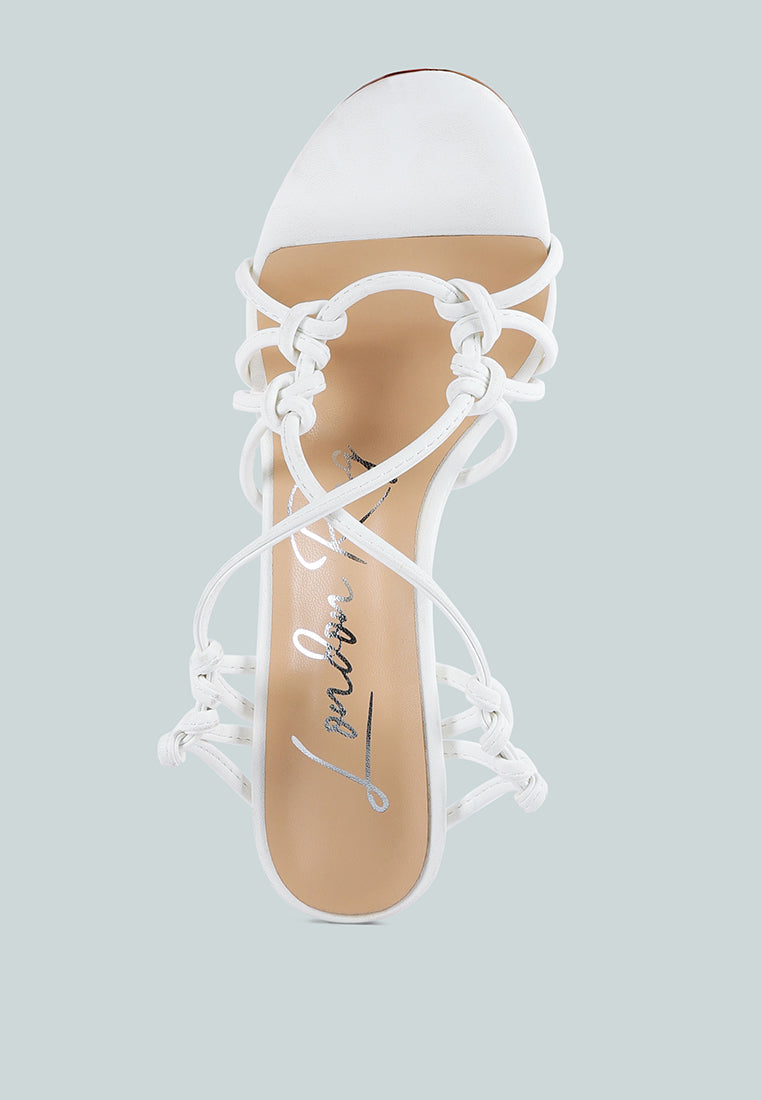 trixy knot lace up high heel sandal by ruw#color_white