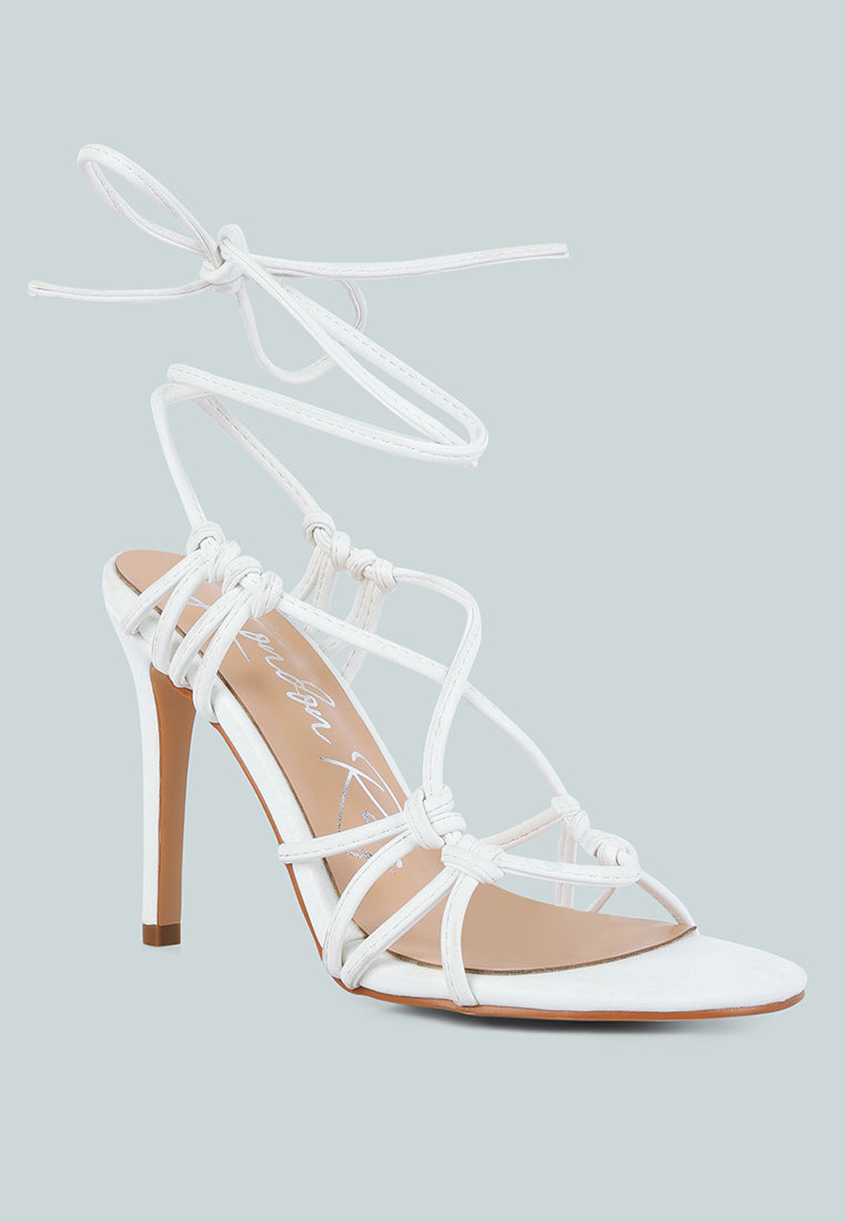 trixy knot lace up high heeled sandal#color_white