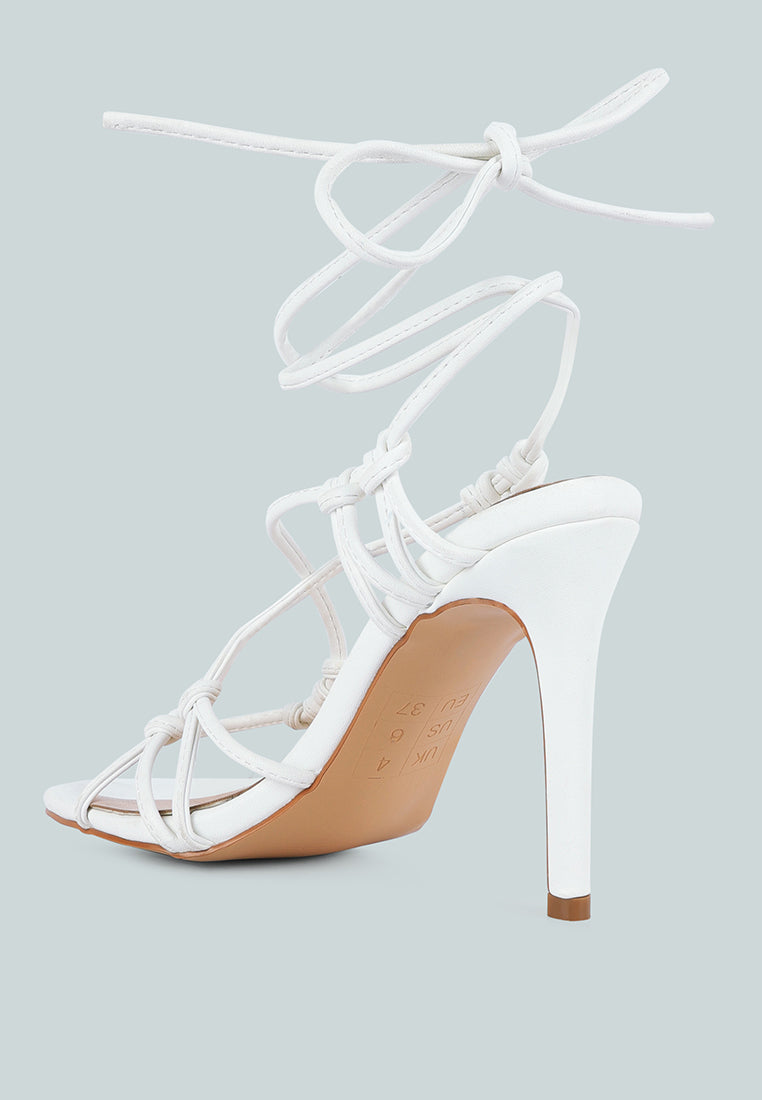 trixy knot lace up high heeled sandal#color_white