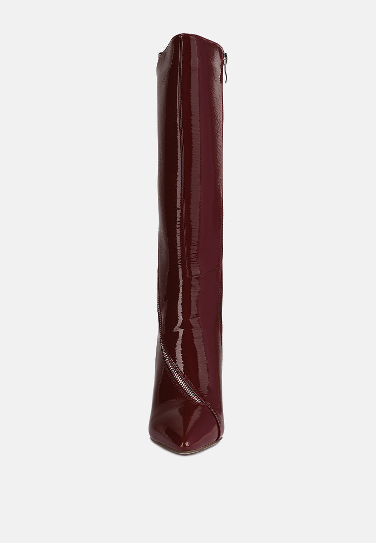 tsaroh zip around calf boot by ruw#color_burgundy