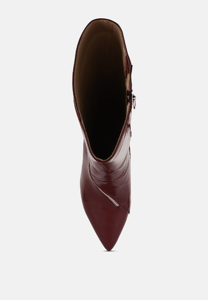 tsaroh zip around calf boot by ruw#color_burgundy