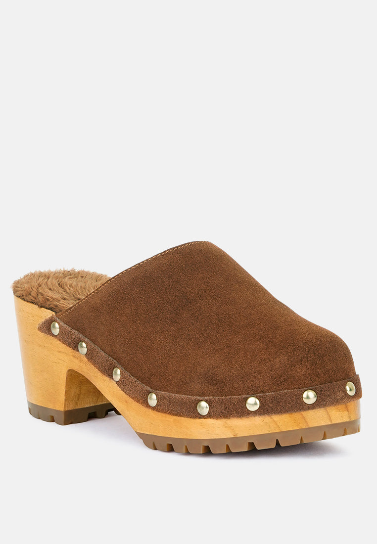 tulley suede clogs mules by ruw#color_tan