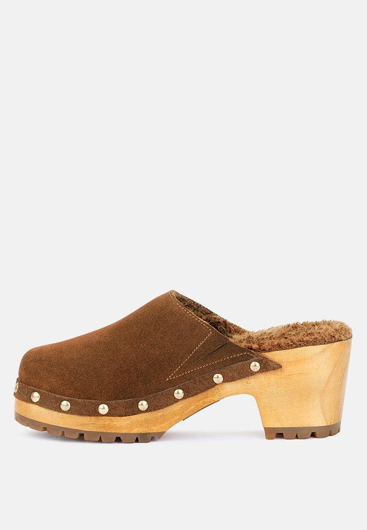 tulley suede clogs mules by ruw#color_tan