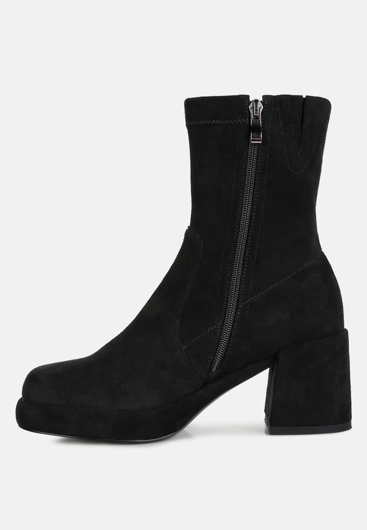 two-cubes stretch suede ankle boots#color_black