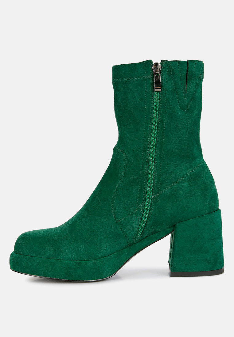 two-cubes suede platform ankle boots by ruw#color_dark-green