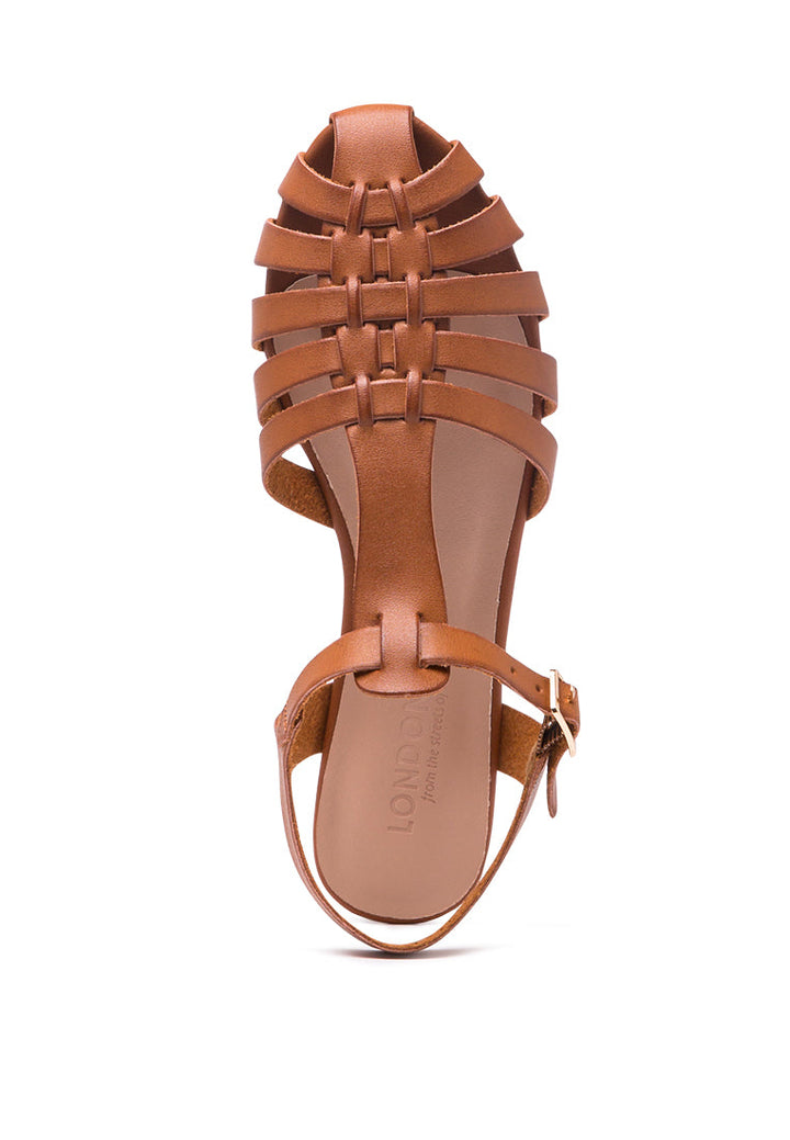 fin caged flat sandals#color_tan