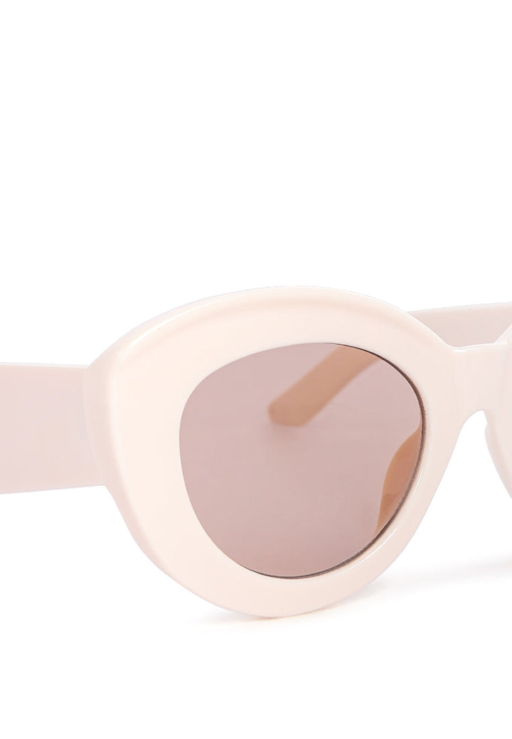 texture cat eye frame sunglasses#color_beige