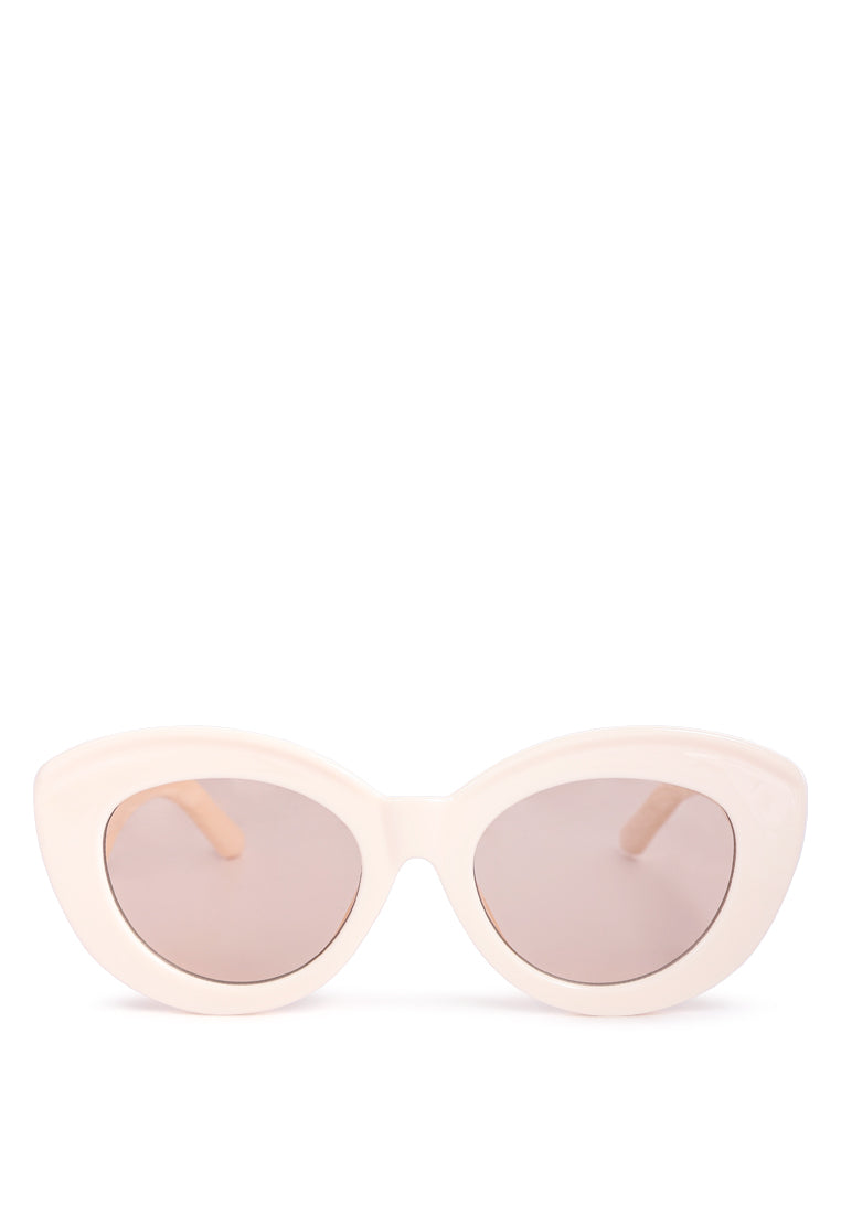 texture cat eye frame sunglasses#color_beige