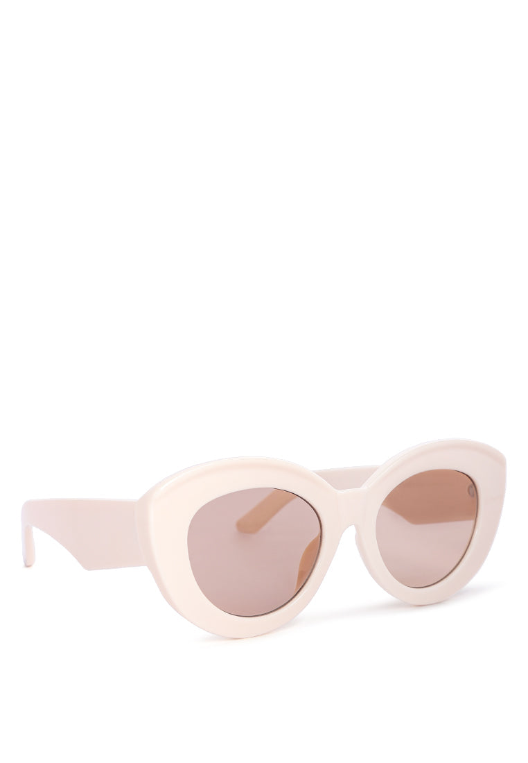 texture cat eye frame sunglasses#color_beige