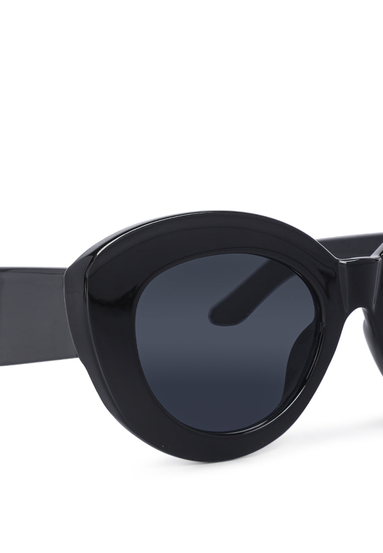 texture cat eye frame sunglasses#color_black