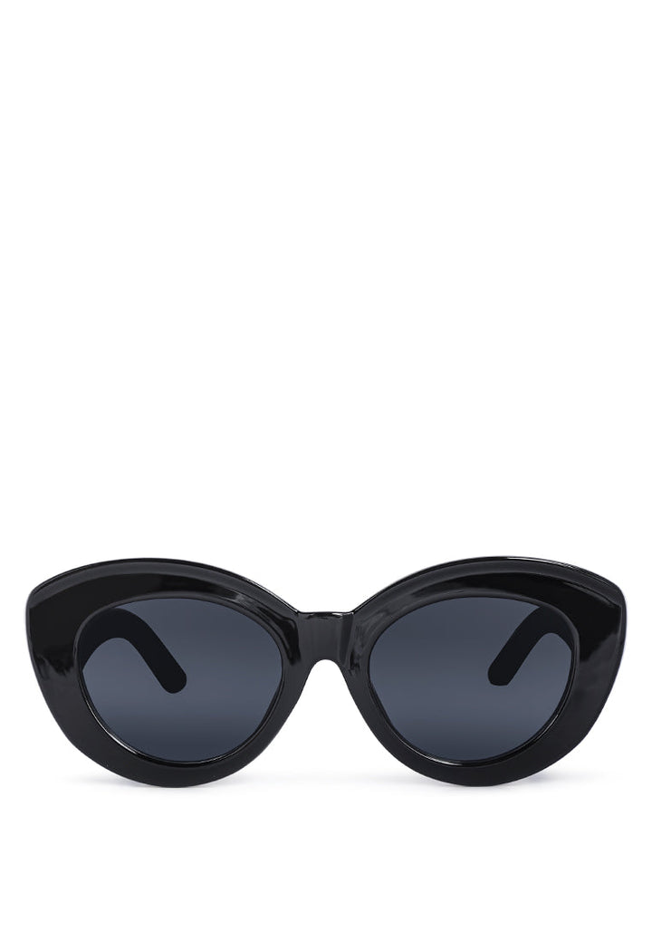 texture cat eye frame sunglasses#color_black