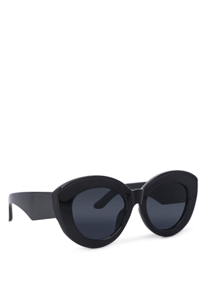 texture cat eye frame sunglasses#color_black