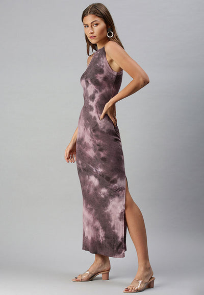 bodycon side slit maxi dress#color_dark-purple