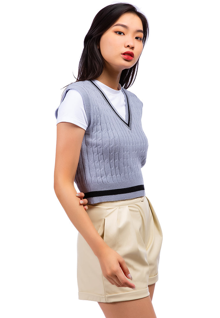 v-neck cable knit vest sweater#color_dusty-blue