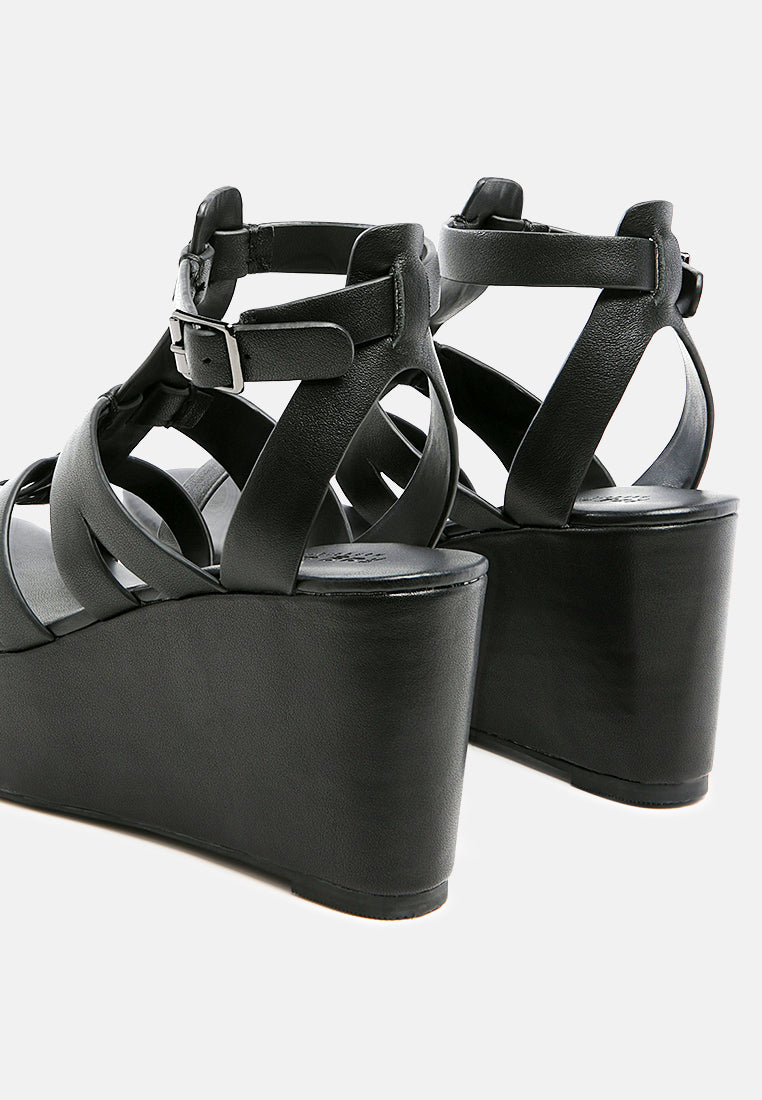 windrush cage wedge leather sandal#color_black