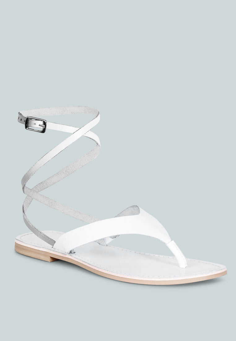 wrap-up tie around flat sandals#color_white