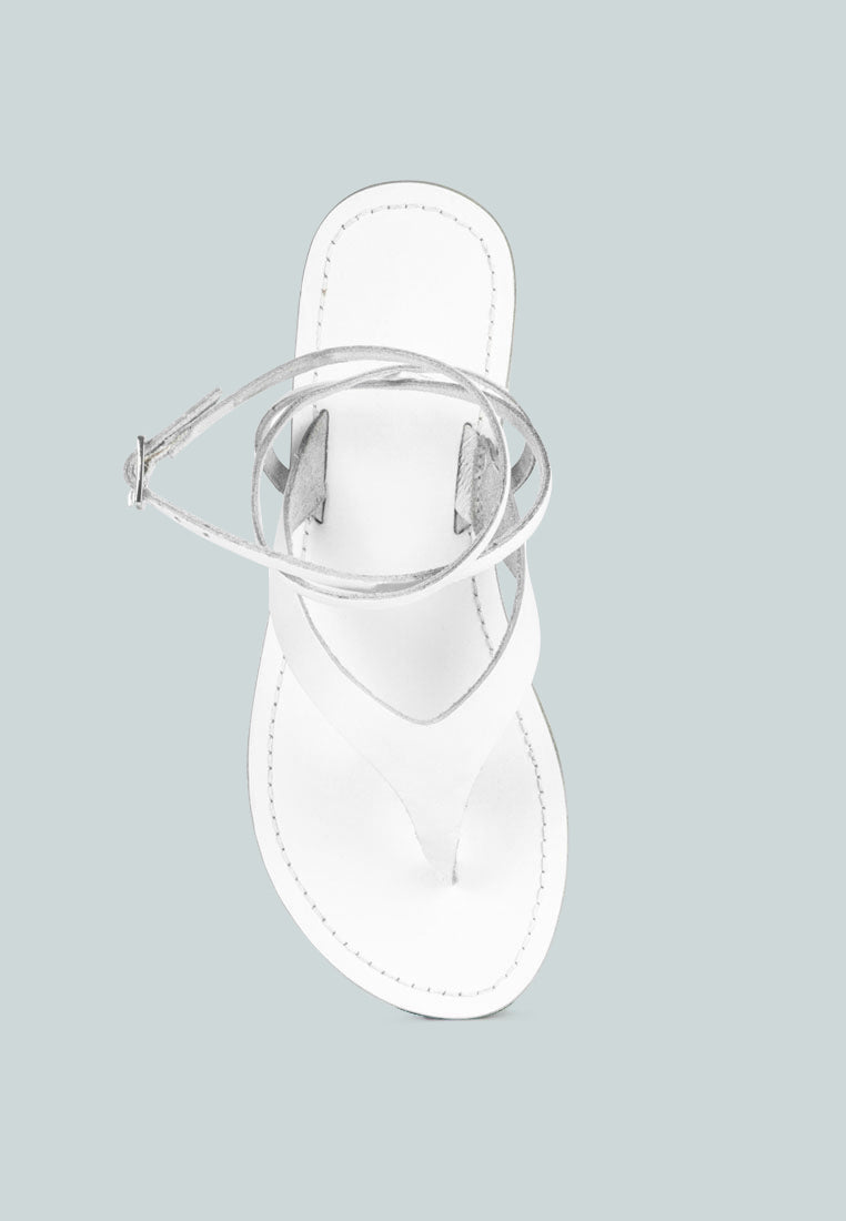 wrap-up tie around flat sandals#color_white