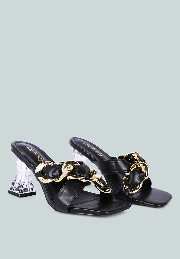 wandy link chain embellished sandals by ruw#color_black