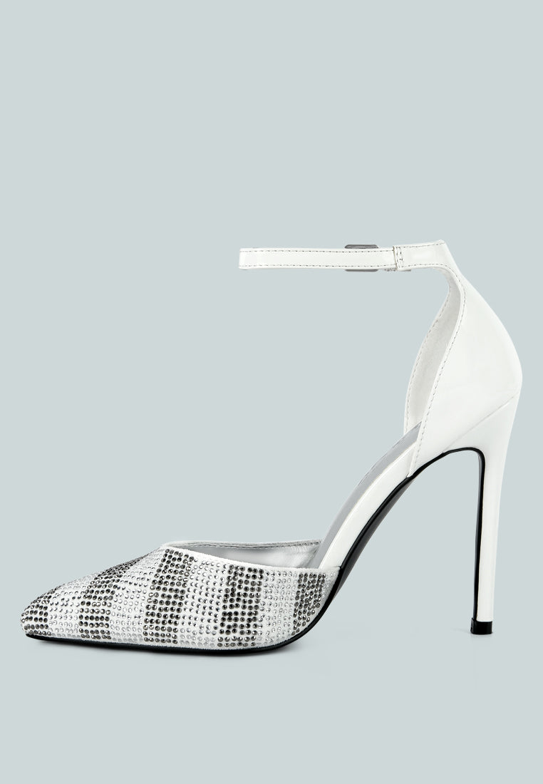 nobles rhinestone patterned stiletto sandals by ruw#color_white