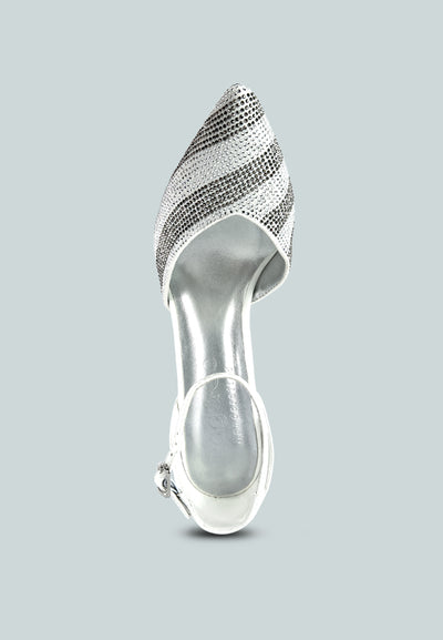 nobles rhinestone patterned stiletto sandals#color_white