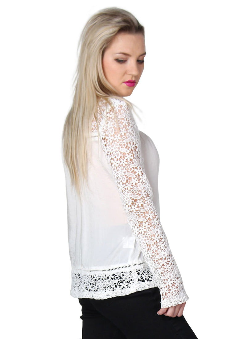 full sleeve casual lace top#color_white