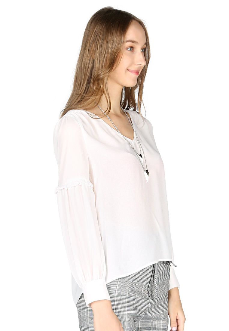 full sleeve casual lace top#color_white