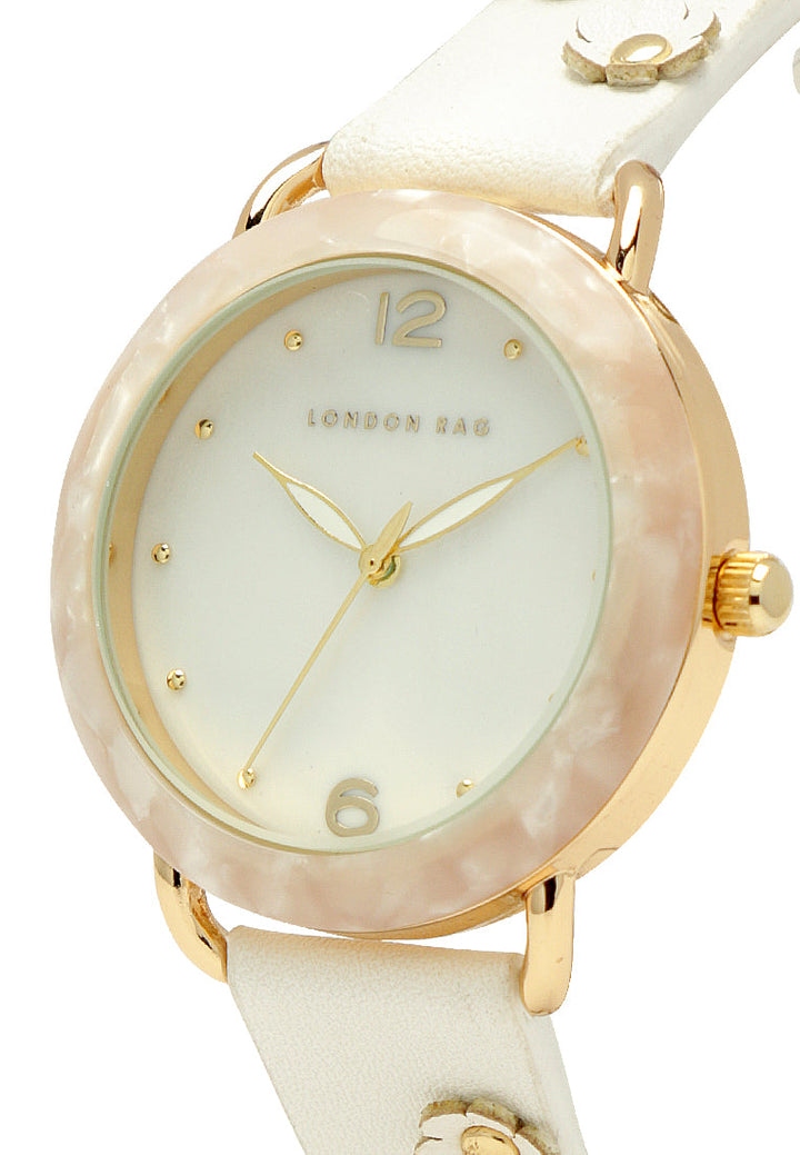 mother of pearl look resin case watch#color_white