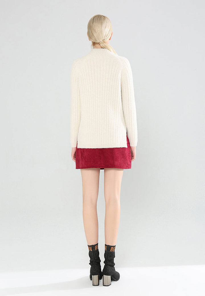 corduroy a-line mini skirt#color_wine