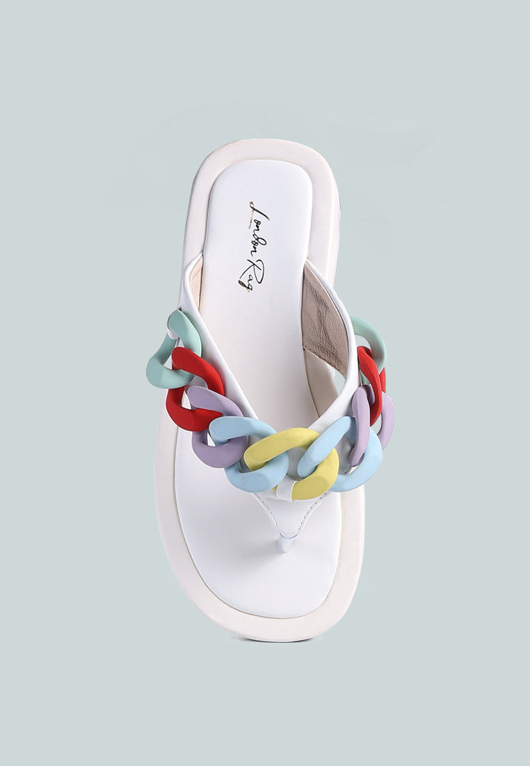 zing link chain thong flats by ruw#color_white