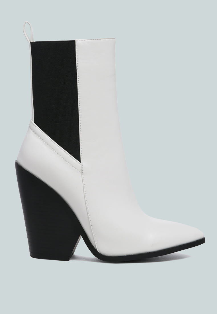 yadira duotone color block pointed toe high ankle chelsea boots#color_white