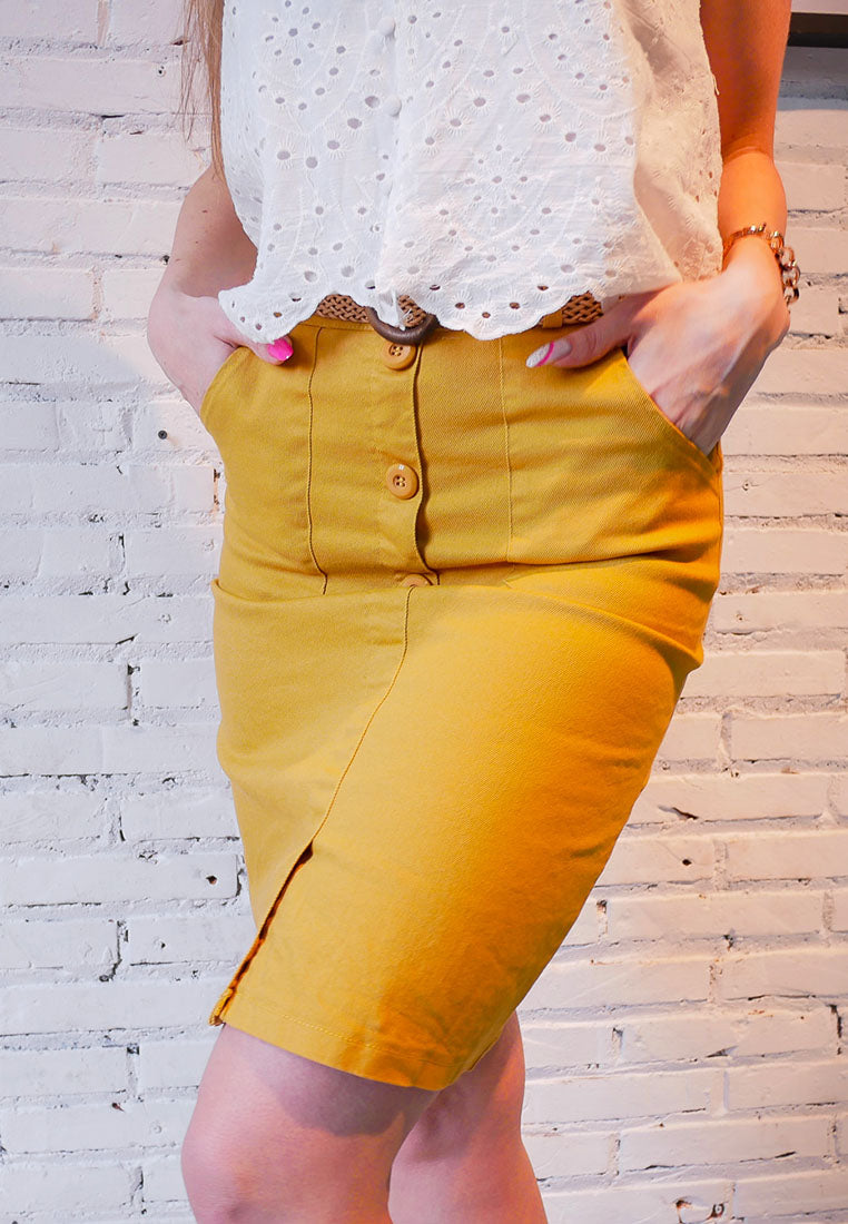 front slit pencil skirt#color_yellow