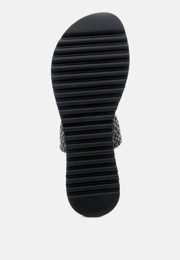 zina braided leather flat sandal#color_black