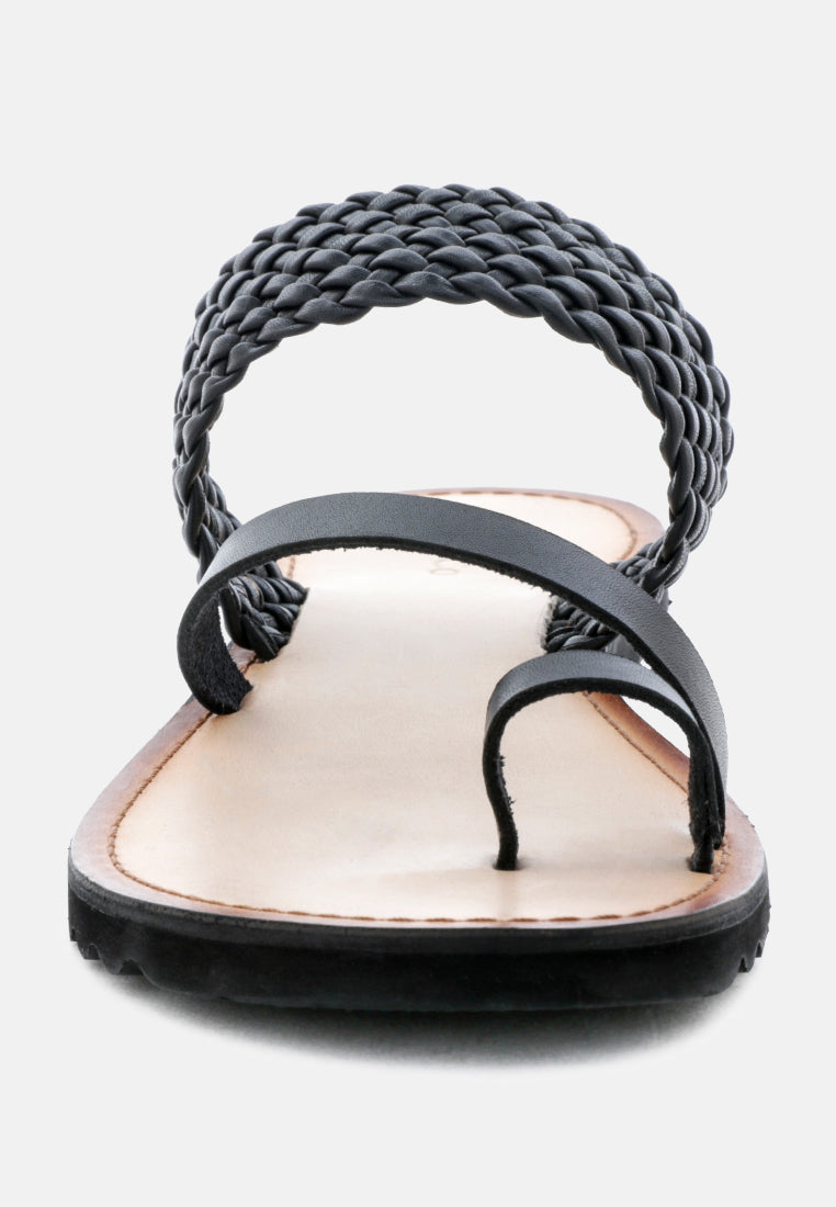 zina braided leather flat sandal by ruw#color_black