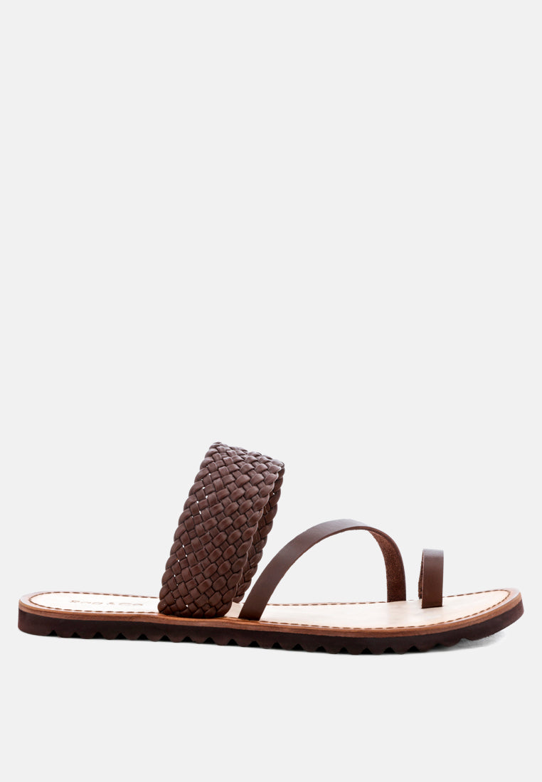 zina braided leather flat sandal#color_brown