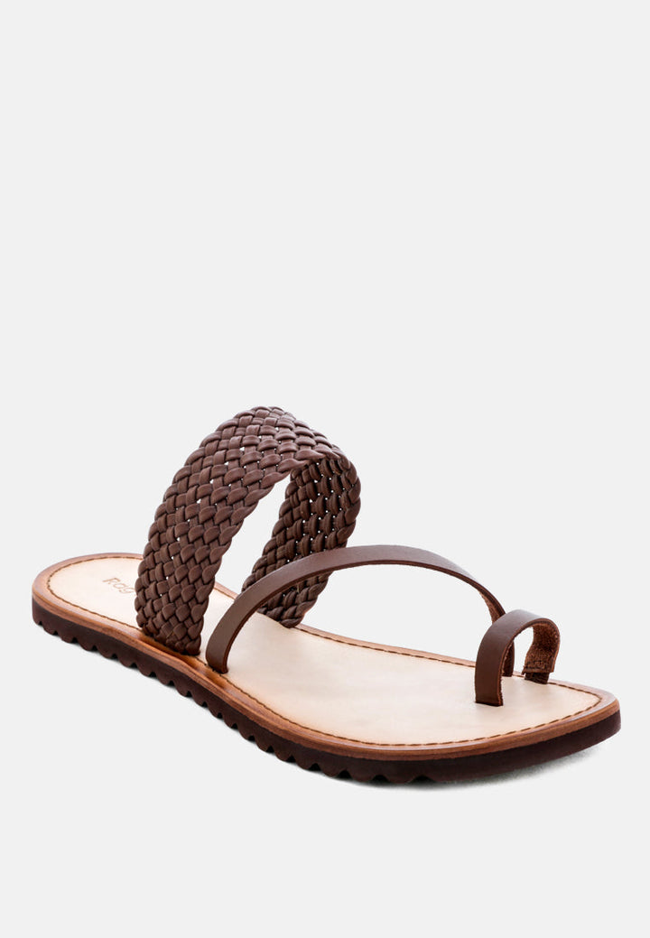 zina braided leather flat sandal by ruw#color_brown