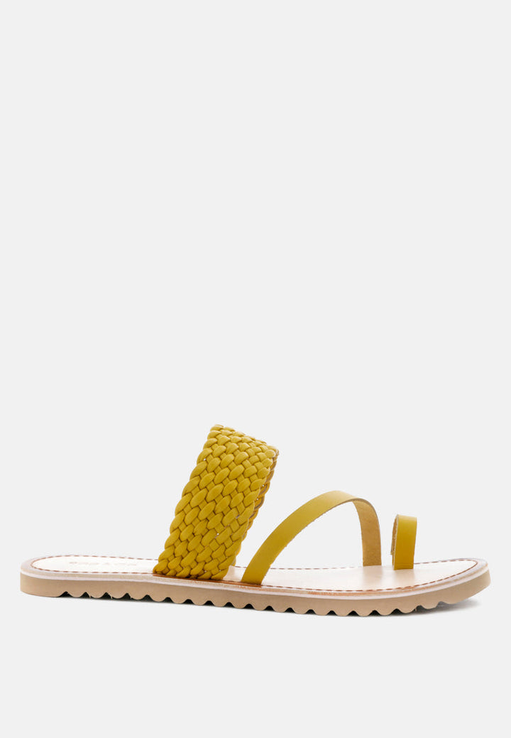 zina braided leather flat sandal#color_yellow