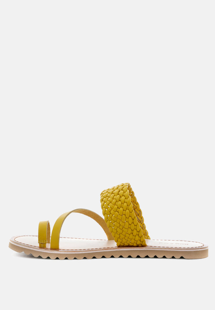 zina braided leather flat sandal by ruw#color_yellow