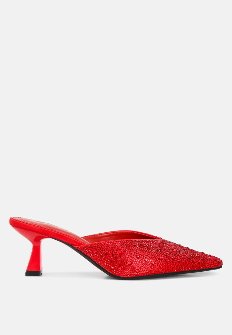 aldora rhinestones embellished satin mules by ruw#color_red