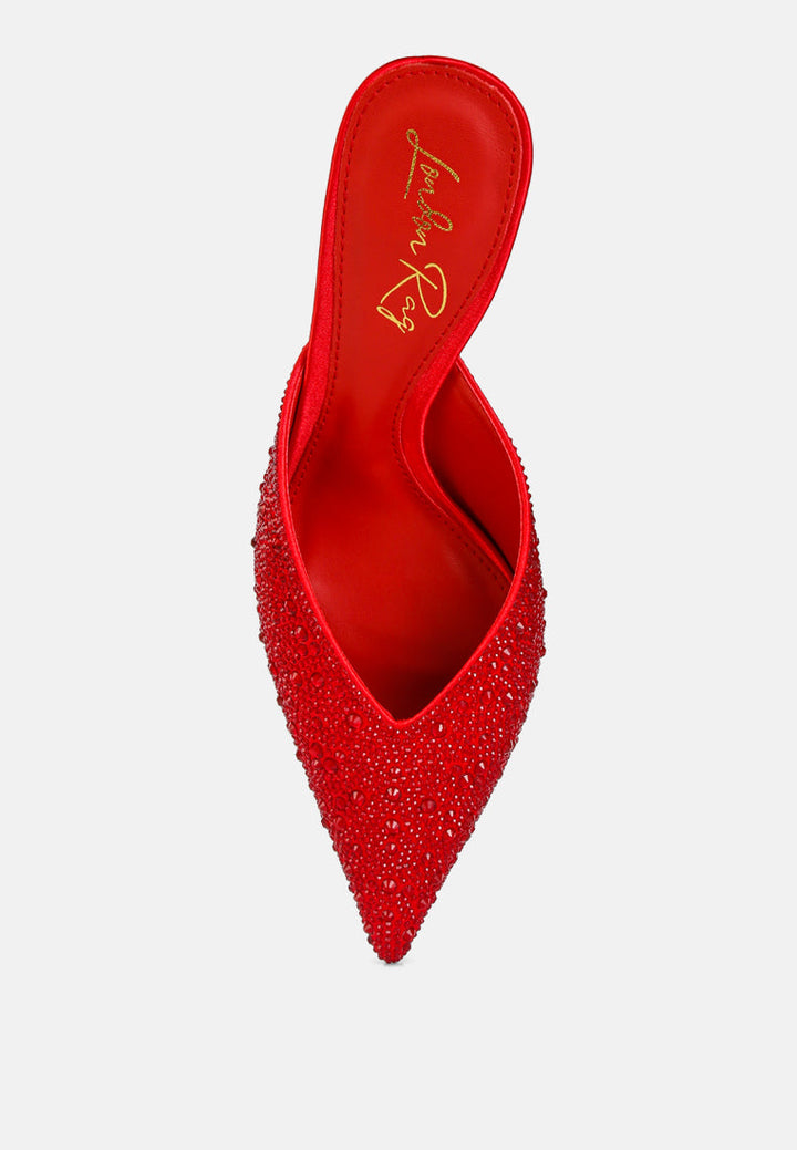 aldora rhinestones embellished satin mules by ruw#color_red