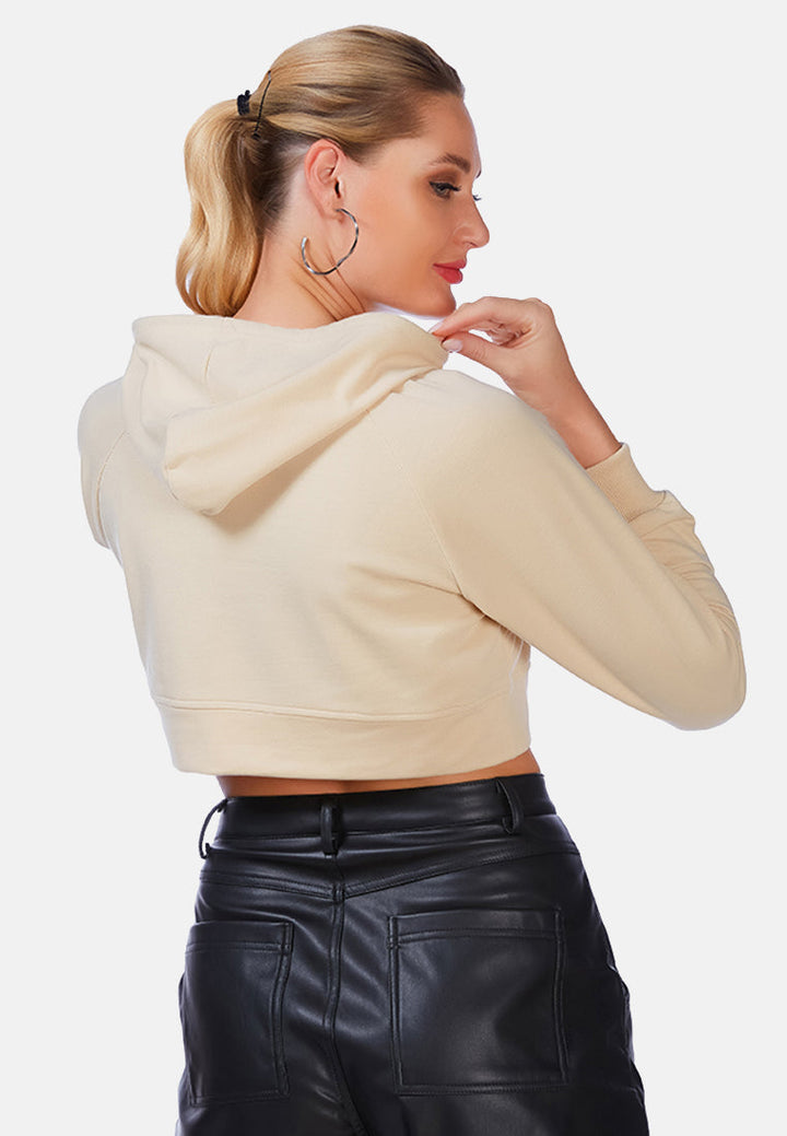 all relaxed front slit cropped hoodie by ruw#color_beige