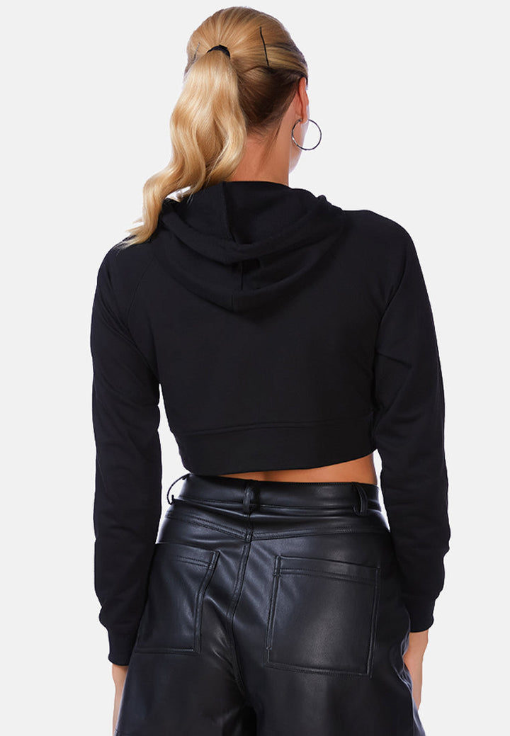 all relaxed front slit cropped hoodie by ruw#color_black