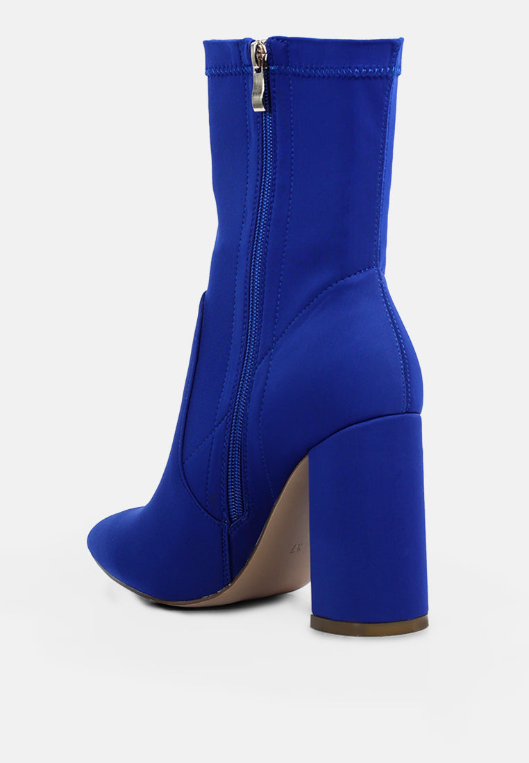 ankle lycra block heeled boots by ruw#color_blue