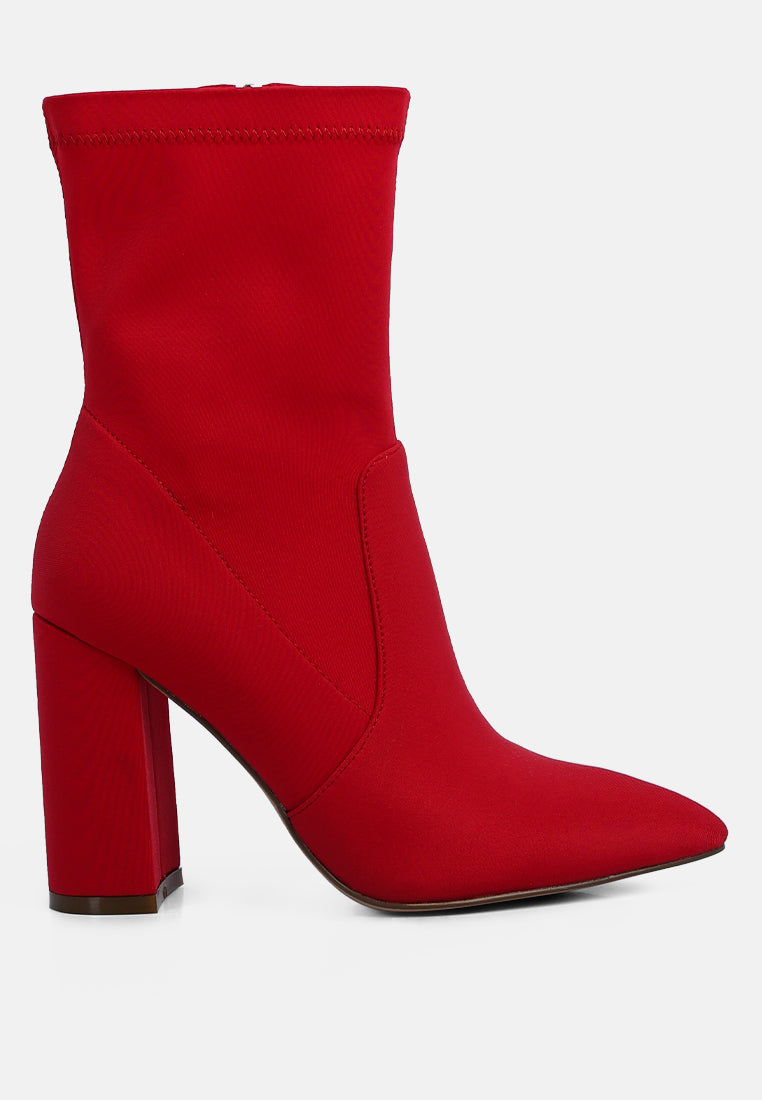 ankle lycra block heeled boots by ruw#color_red