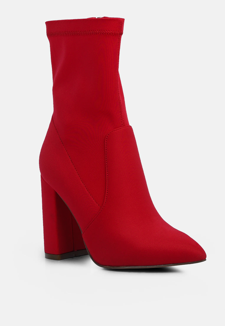 ankle lycra block heeled boots by ruw#color_red