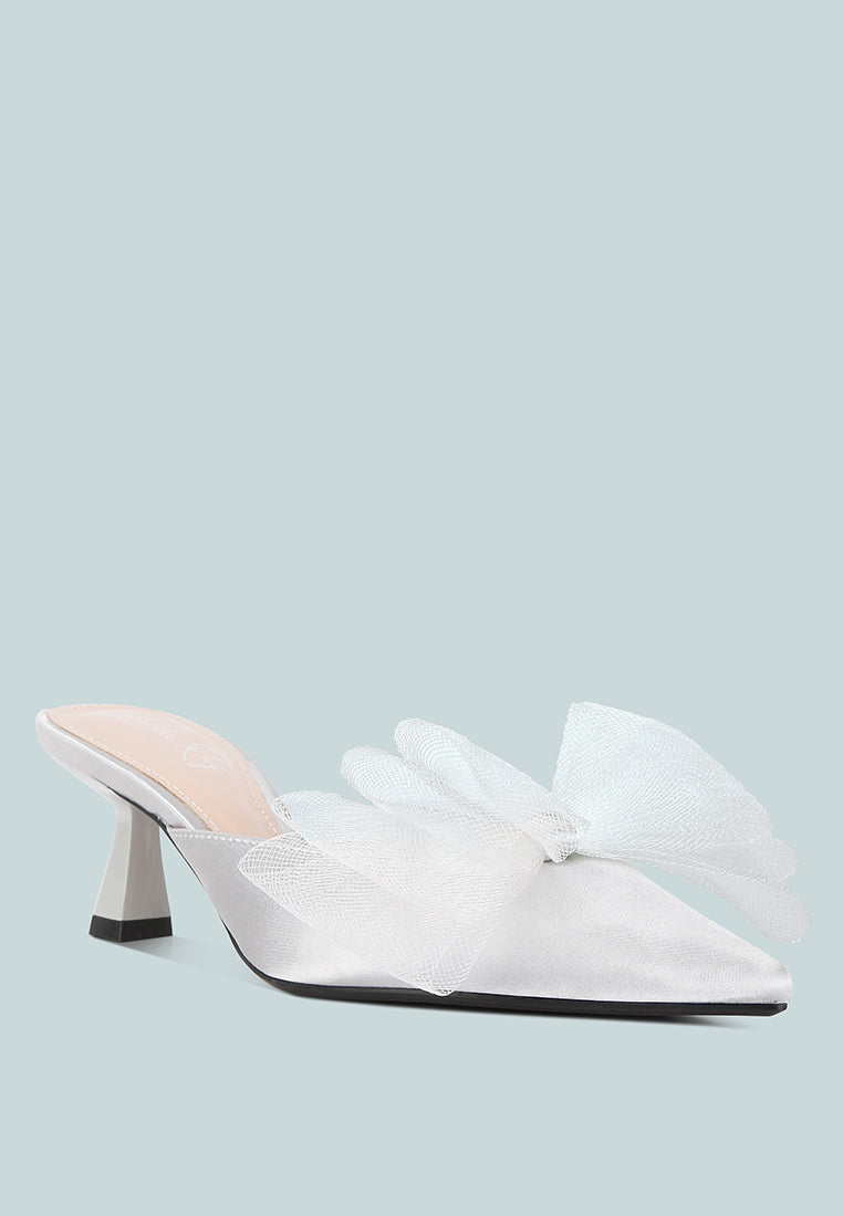 asma organza bow embellished satin mules by ruw#color_silver