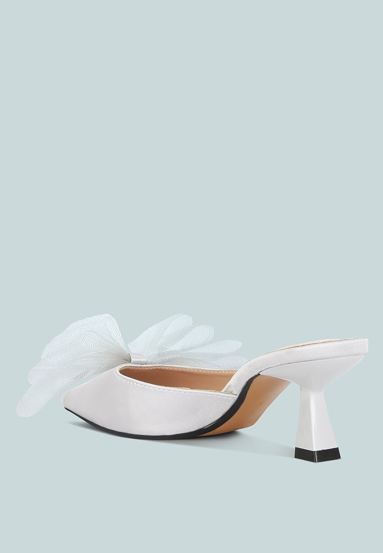 asma organza bow embellished satin mules by ruw#color_silver