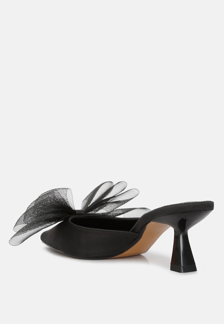 asma organza bow embellished satin mules by ruw#color_black
