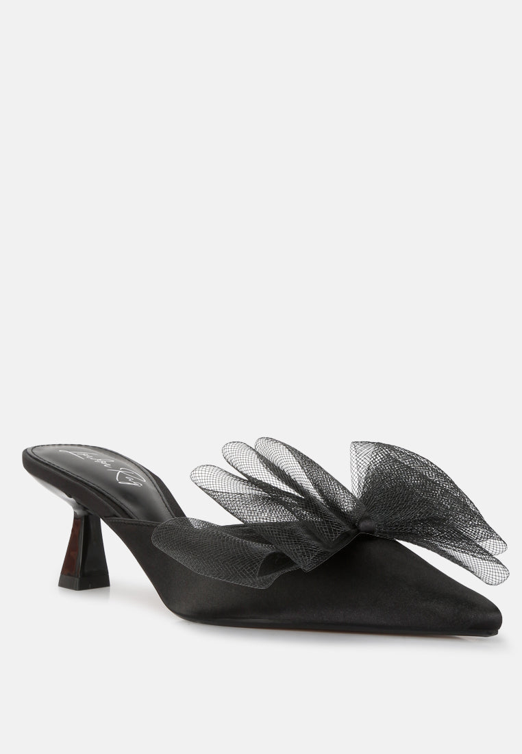 asma organza bow embellished satin mules by ruw#color_black