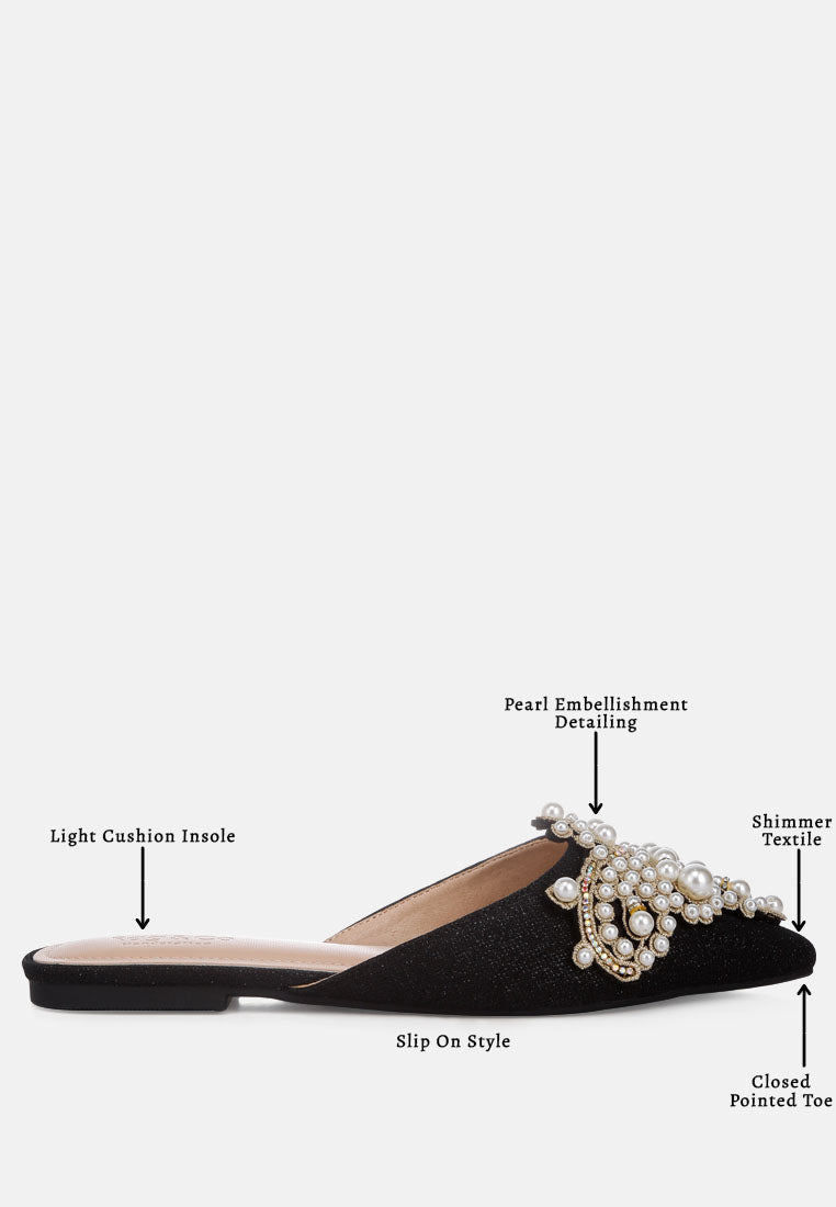 astre pearl embellished shimmer mules by ruw#color_black